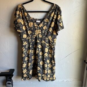 Abercrombie & Fitch Floral Babydoll Dress XL Smocked Boho Cottagecore Mini